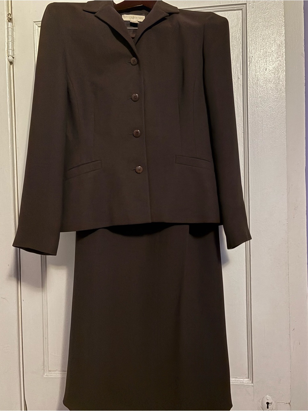 Petite Sophisticate Brown Two-Piece Skirt Set